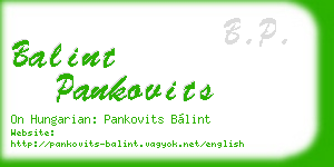 balint pankovits business card